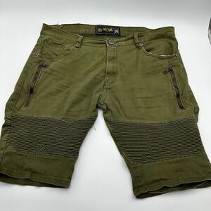 Vintage Y2K Old School Premium‎ Mens Cargo Shorts Green Size 38